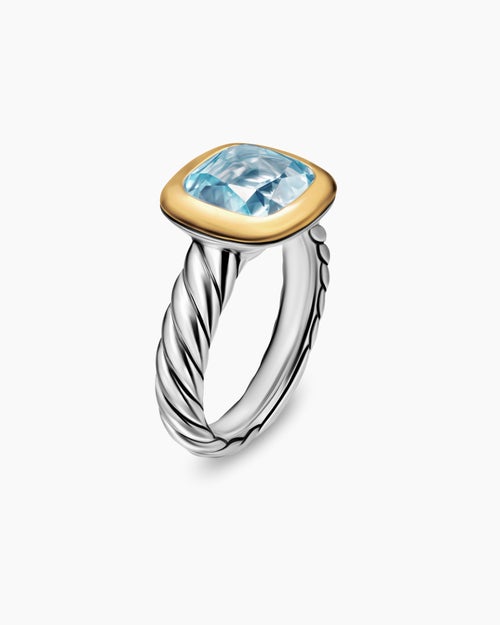 Womens DY Mercer® Color Stone Ring in Sterling Silver with 18K Yellow Gold and Sky Blue Topaz, 10mm