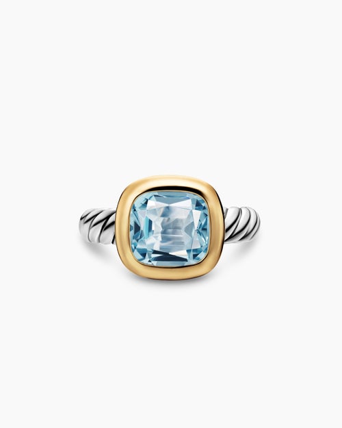 Womens DY Mercer® Color Stone Ring in Sterling Silver with 18K Yellow Gold and Sky Blue Topaz, 10mm