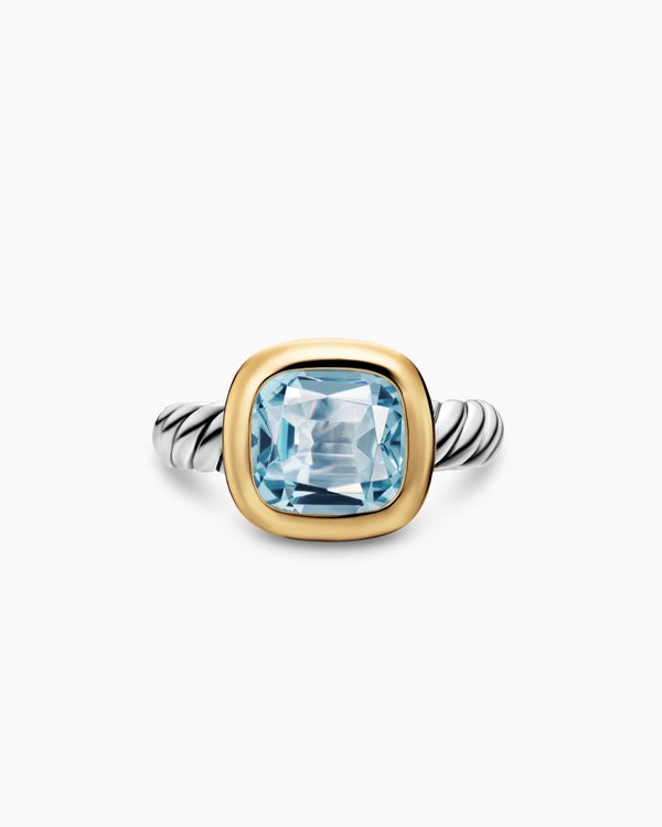 Bague avec pierre de couleur DY Mercer en argent sterling avec or jaune 18 carats et diamants, 10 mm