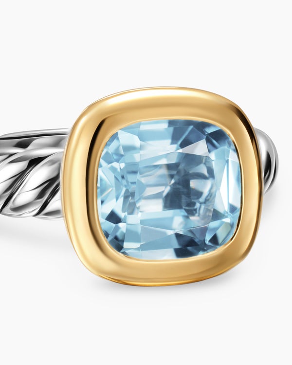 Bague avec pierre de couleur DY Mercer en argent sterling avec or jaune 18 carats et diamants, 10 mm