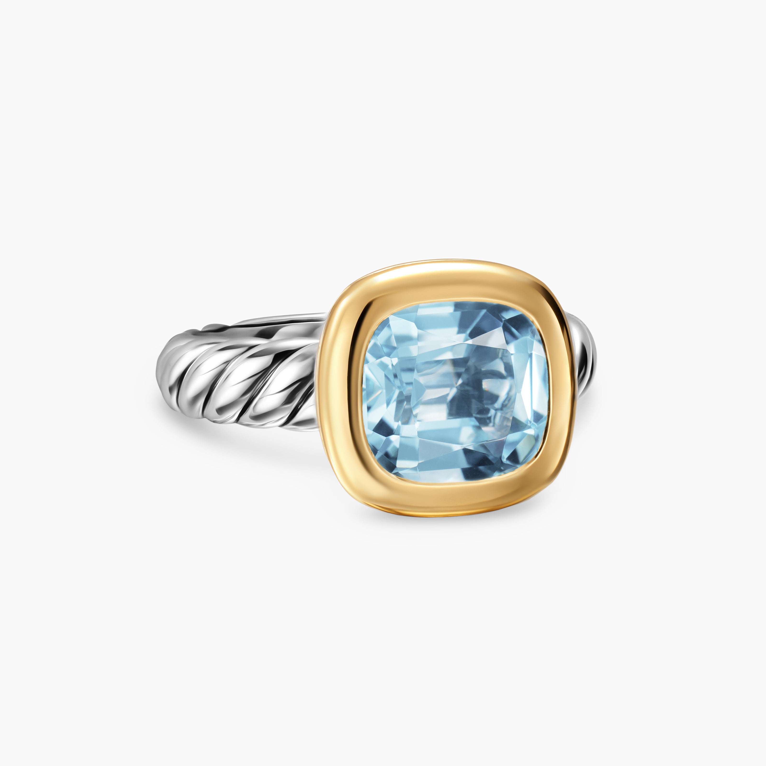Womens DY Mercer&reg; Color Stone Ring in Sterling Silver with 18K Yellow Gold and Sky Blue Topaz, 10mm