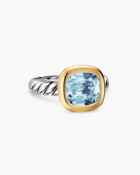 DY Mercer® Colour Stone Ring in Sterling Silver with 18K Yellow Gold and Sky Blue Topaz, 10mm
