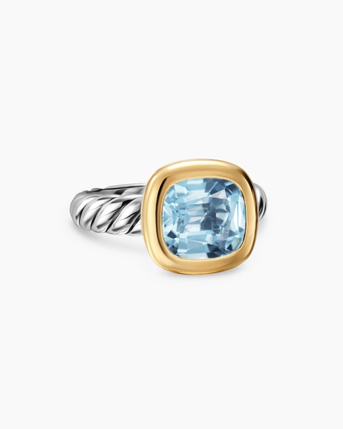 Womens DY Mercer® Color Stone Ring in Sterling Silver with 18K Yellow Gold and Sky Blue Topaz, 10mm