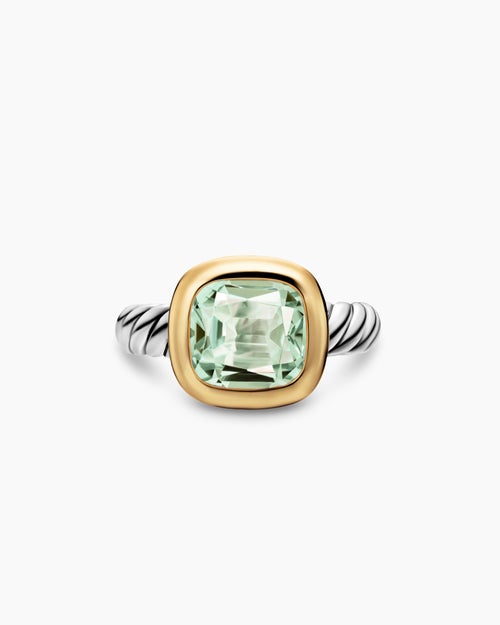 Womens DY Mercer® Color Stone Ring in Sterling Silver with 18K Yellow Gold and Prasiolite, 10mm