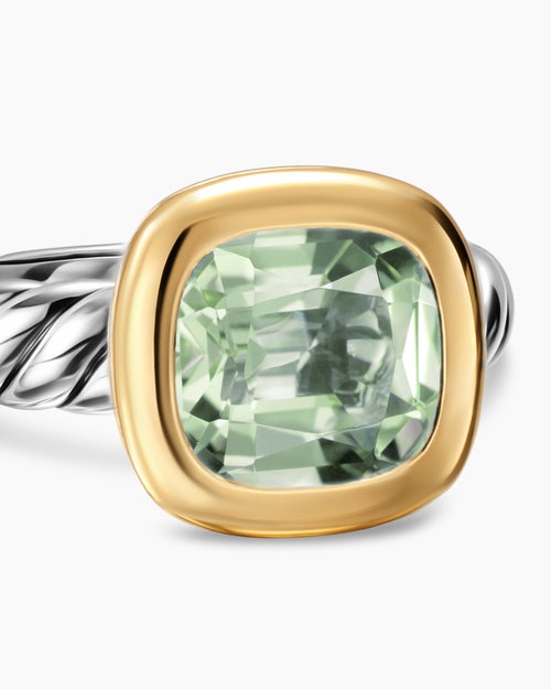 Womens DY Mercer® Color Stone Ring in Sterling Silver with 18K Yellow Gold and Prasiolite, 10mm