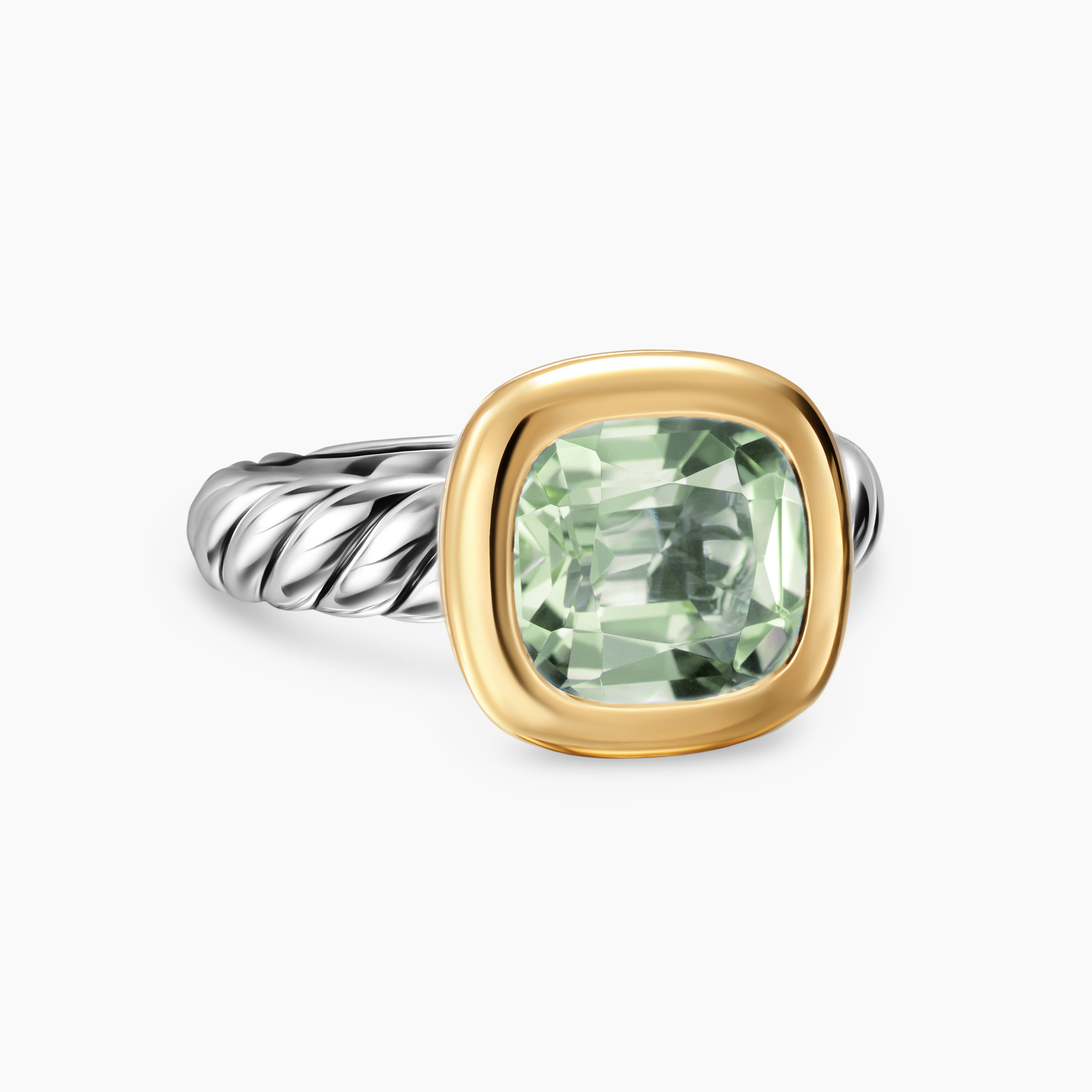 Womens DY Mercer&reg; Color Stone Ring in Sterling Silver with 18K Yellow Gold and Prasiolite, 10mm