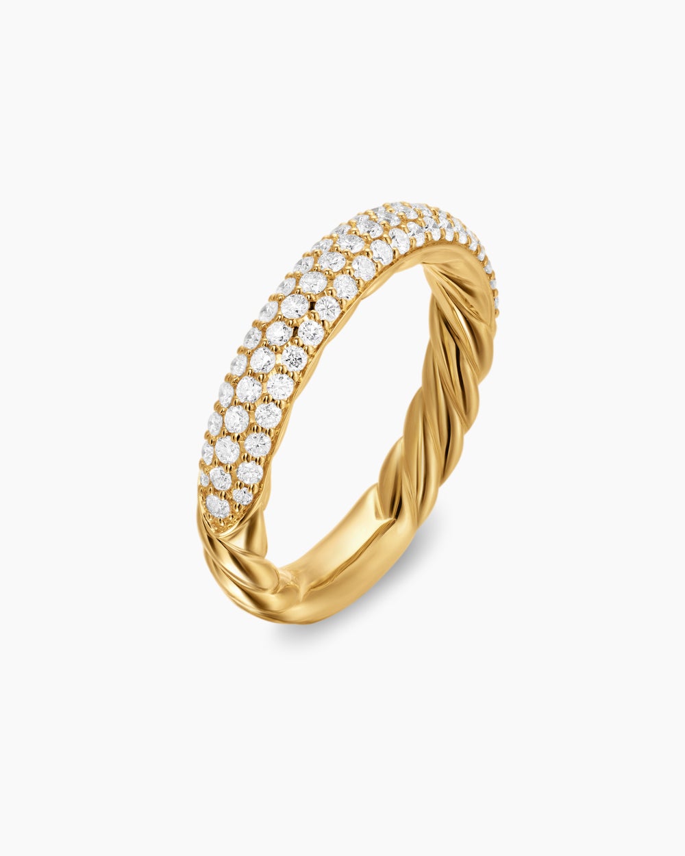 Womens DY Mercer Pavé Band Ring in 18K Yellow Gold, 3.7mm