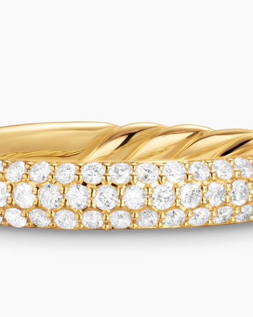 Womens DY Mercer Pavé Band Ring in 18ct Yellow Gold, 3.7mm
