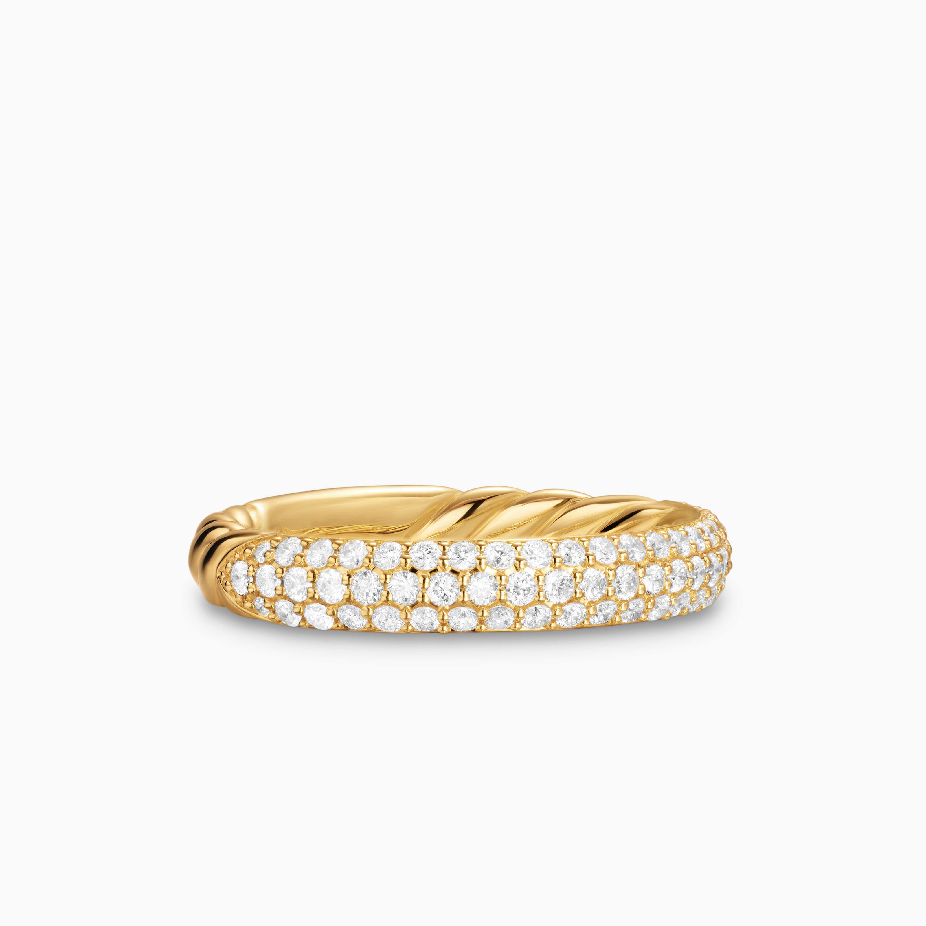 Womens DY Mercer Pav&eacute; Band Ring in 18K Yellow Gold, 3.7mm