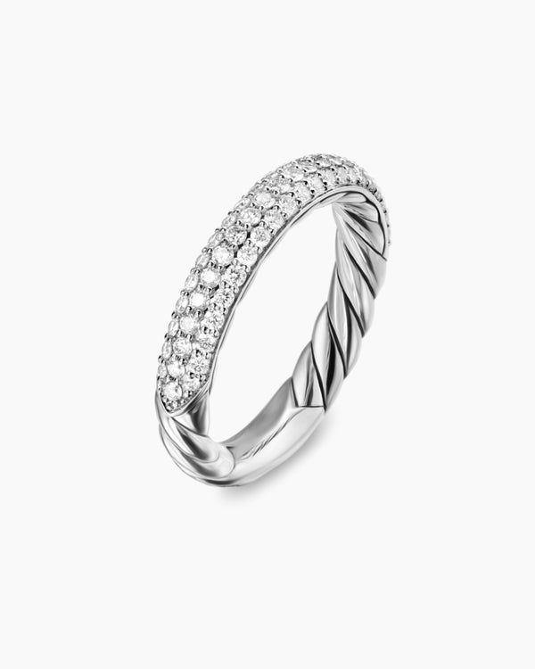 DY Mercer Pavé Band Ring in Sterling Silver, 3.7mm