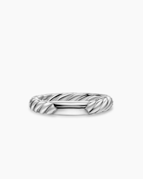 Womens DY Mercer® Pavé Band Ring in Sterling Silver with Diamonds, 3.7mm