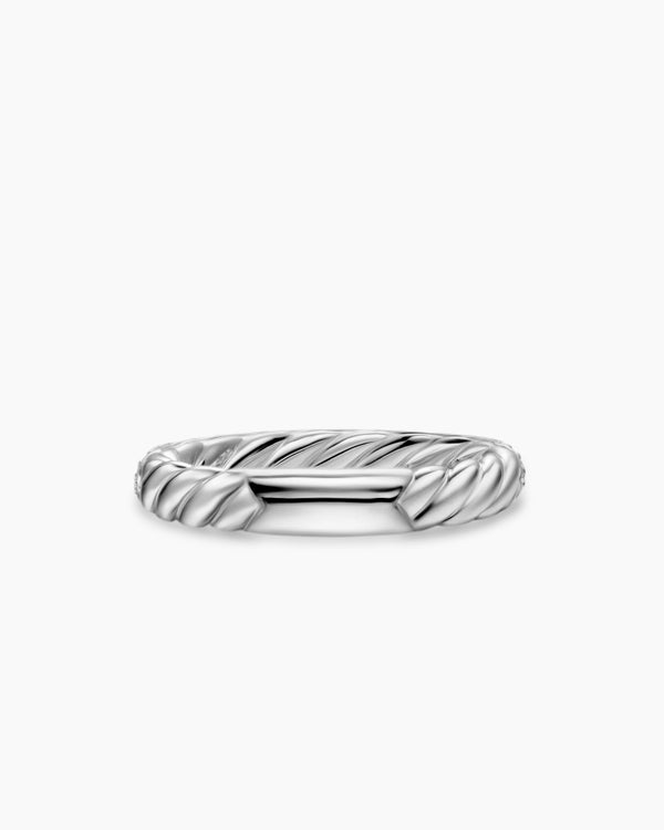 DY Mercer Pavé Band Ring in Sterling Silver, 3.7mm