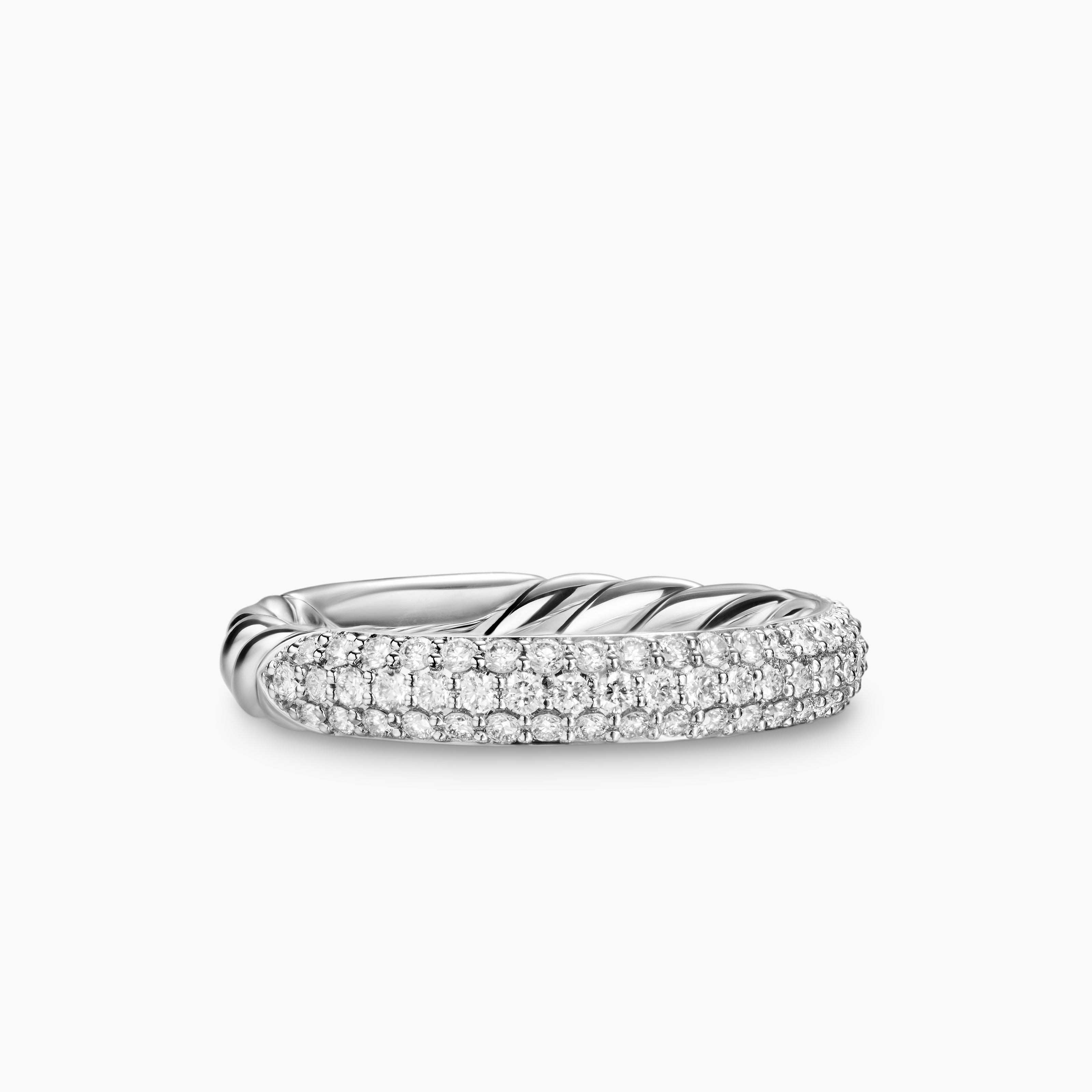 Womens DY Mercer Pav&eacute; Band Ring in Sterling Silver, 3.7mm