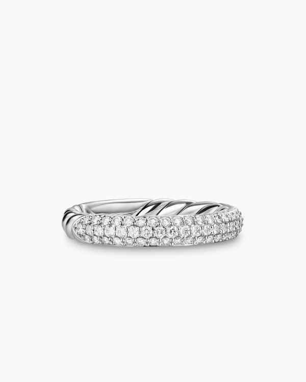 DY Mercer Pavé Band Ring in Sterling Silver, 3.7mm