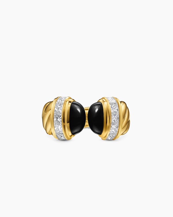 Sculpted Cable Open Cocktail Ring in 18K Yellow Gold with Diamonds, 12.4mm