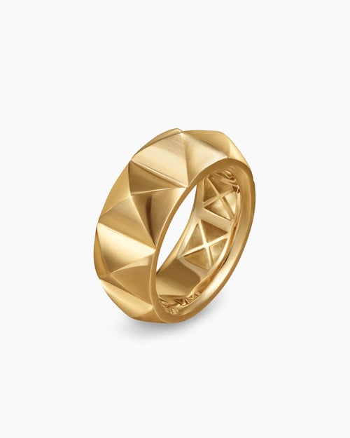 Womens Pyramid Band Ring in 18K Yellow Gold, 9mm