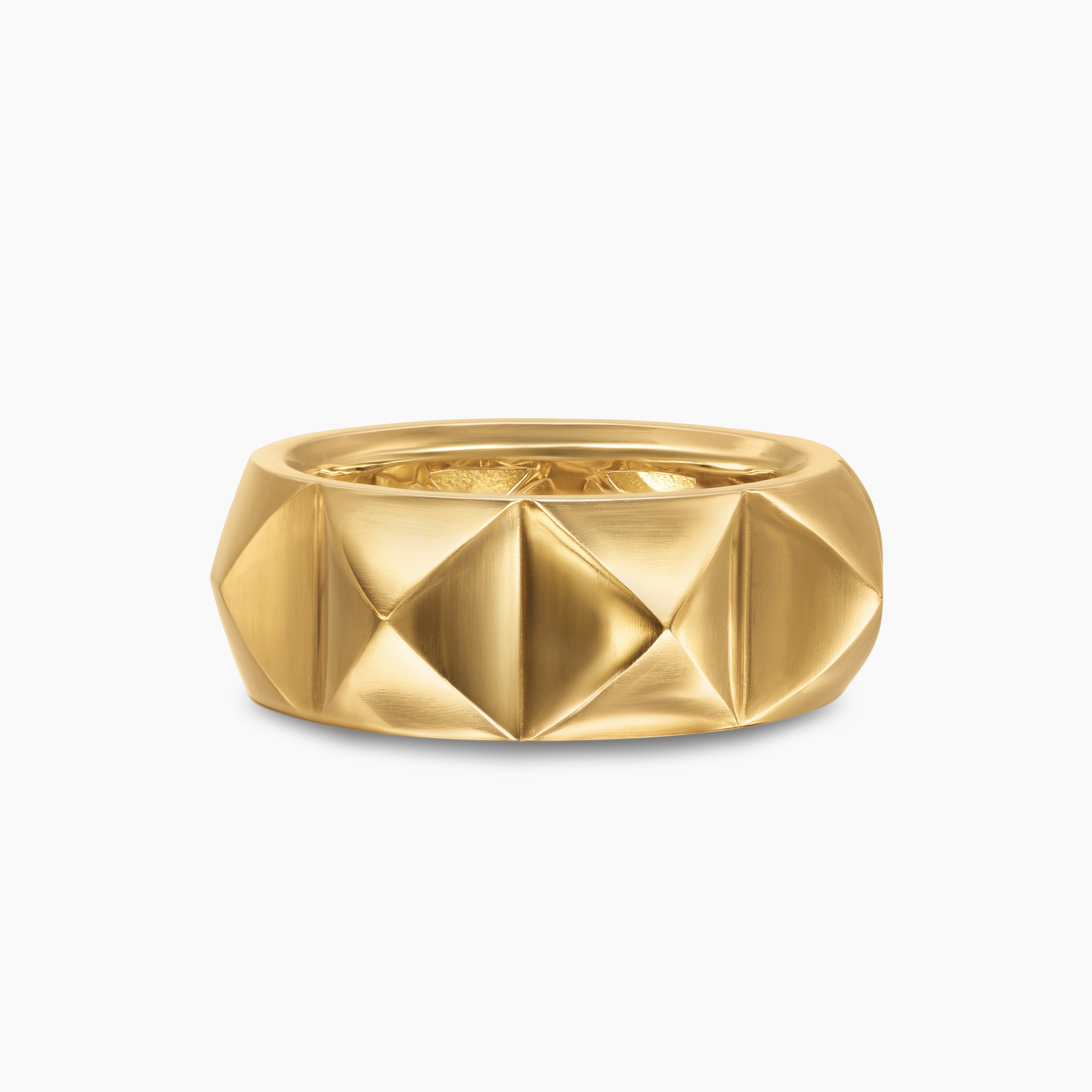 Womens Pyramid Band Ring in 18K Yellow Gold, 9mm
