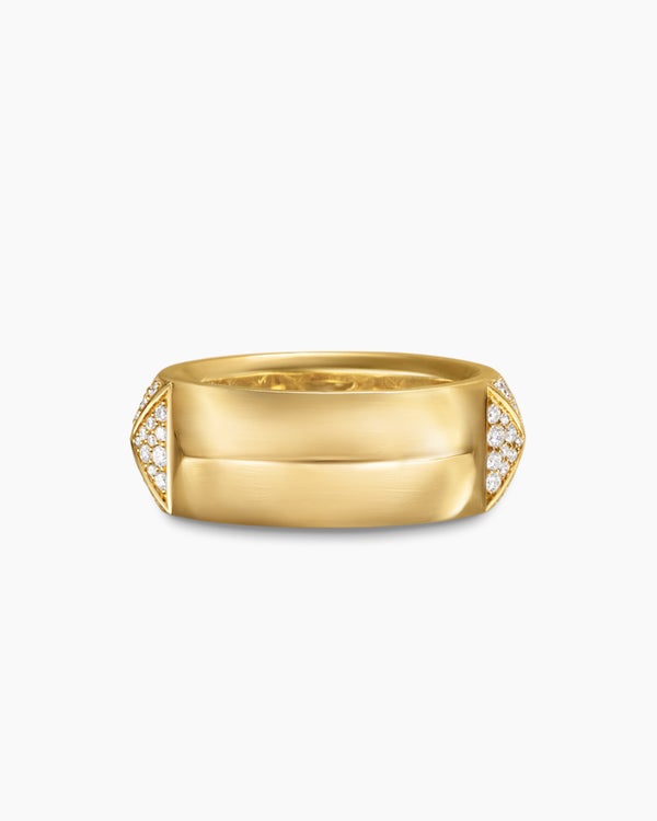 Pyramid Band Ring in 18K Yellow Gold with Diamonds, 9mm