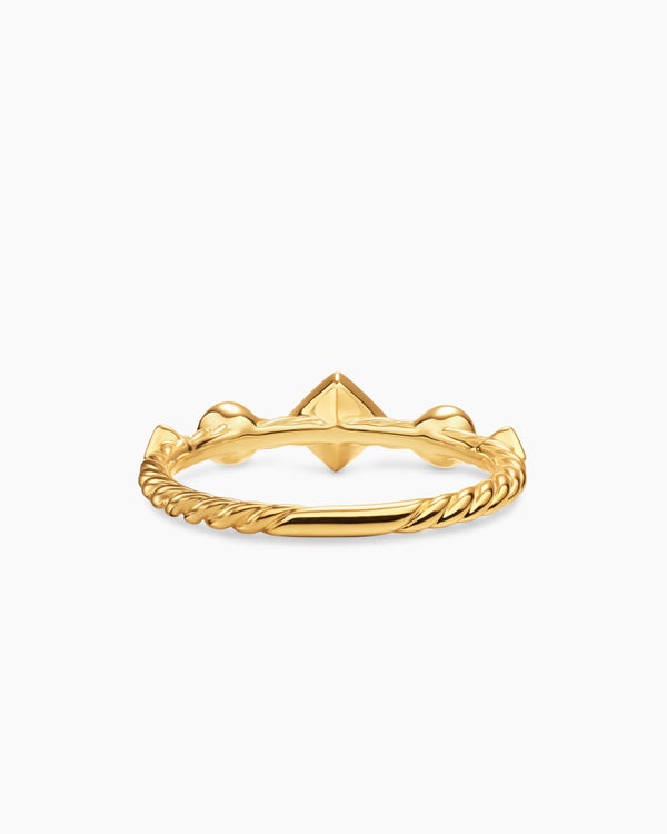 Cable Band Ring in 18K Yellow Gold with Diamonds, 6.4mm