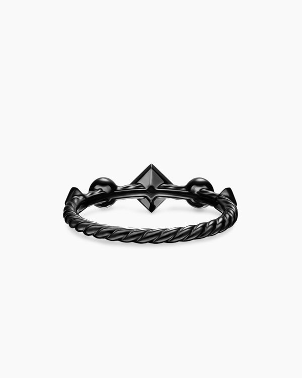 Cable Band Ring in Black Titanium with Diamonds, 6.4mm