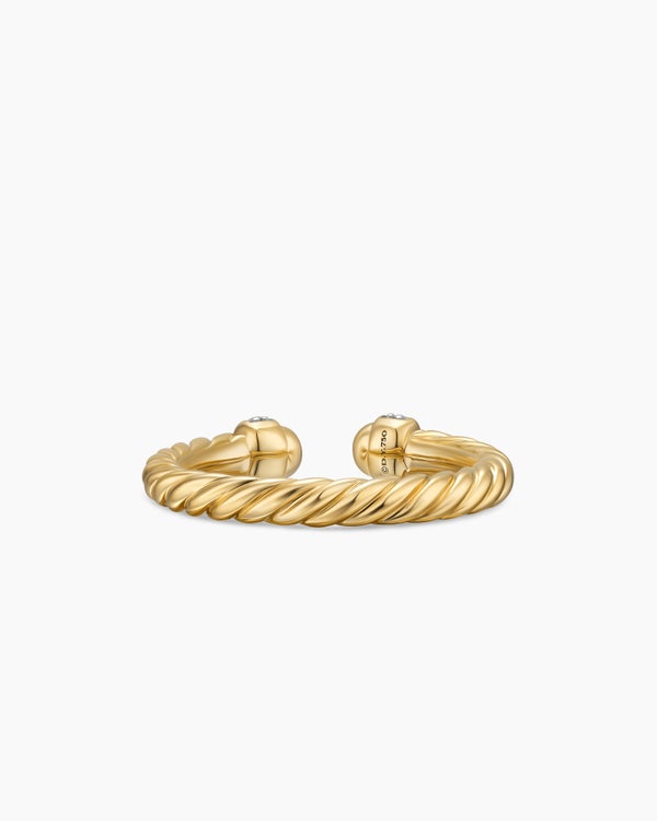 Cable Band Open Ring in 18K Yellow Gold with Diamonds, 2.8mm