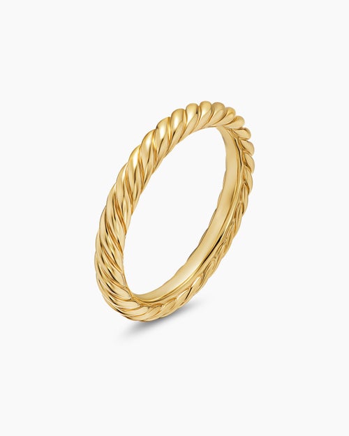 Womens Cable Band Ring in 18K Yellow Gold, 2.8mm