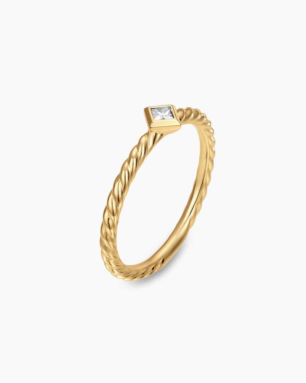 Womens Cable Stack Ring in 18K Yellow Gold with Diamond, 1.7mm