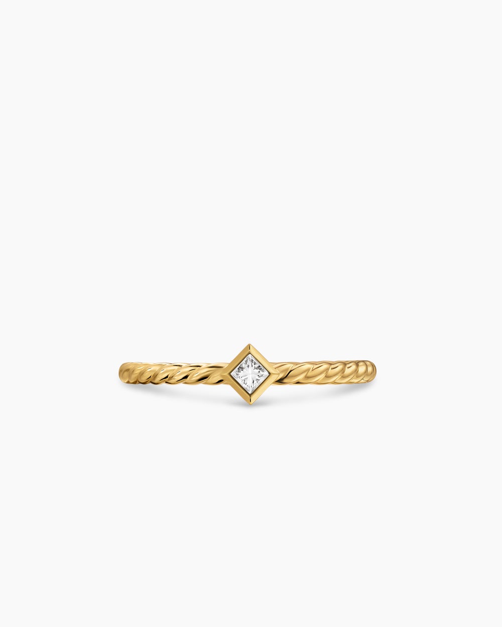 Womens Cable Stack Ring in 18K Yellow Gold with Diamond, 1.7mm