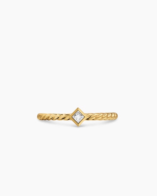 Womens Cable Stack Ring in 18K Yellow Gold with Diamond, 1.7mm