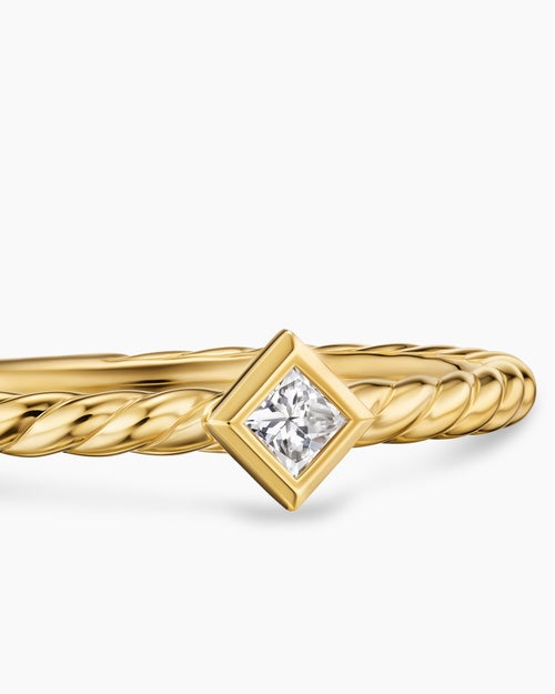 Womens Cable Stack Ring in 18K Yellow Gold with Diamond, 4.9mm