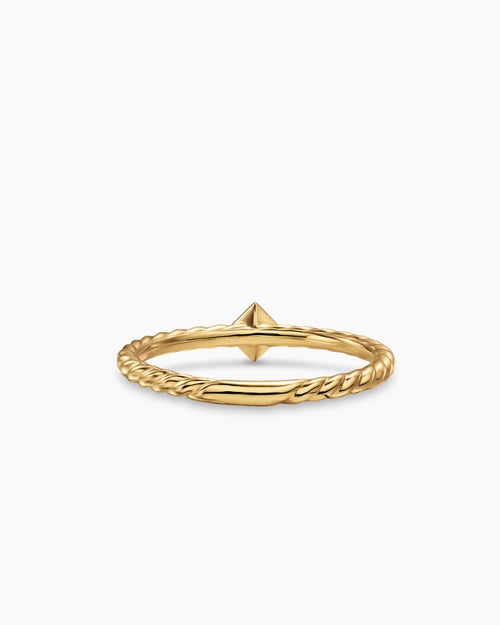 Womens Cable Stack Ring in 18K Yellow Gold with Diamond, 4.9mm