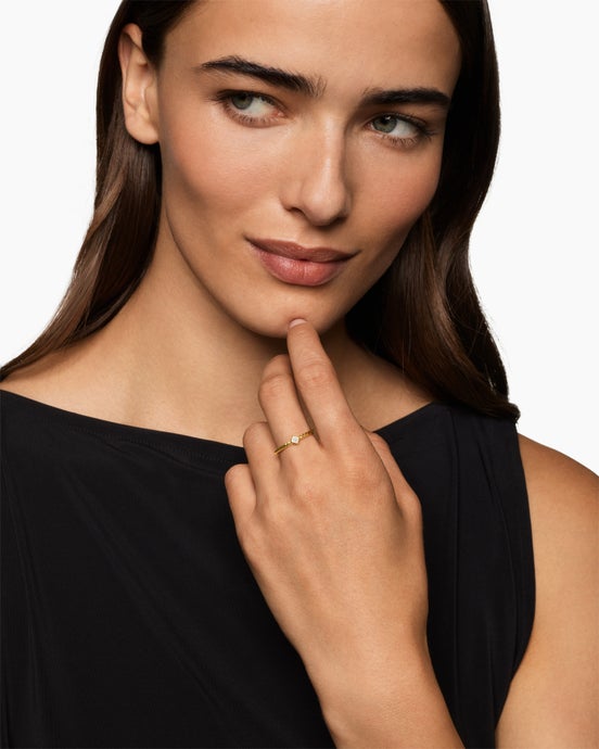 Cable Stack Ring in 18ct Yellow Gold with Diamond, 4.9mm