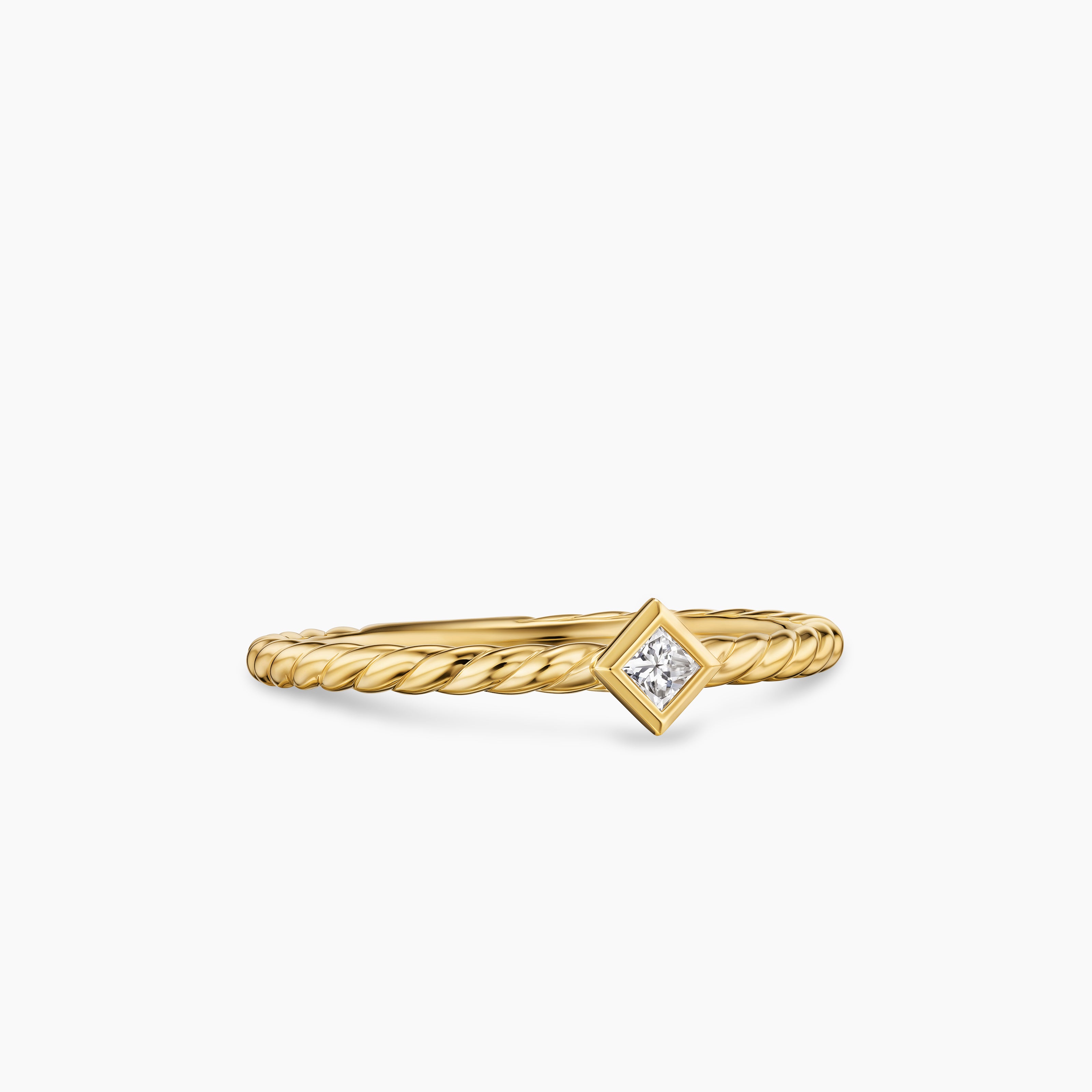 Womens Cable Stack Ring in 18K Yellow Gold with Diamond, 1.7mm