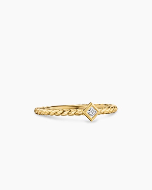 Womens Cable Stack Ring in 18K Yellow Gold with Diamond, 4.9mm