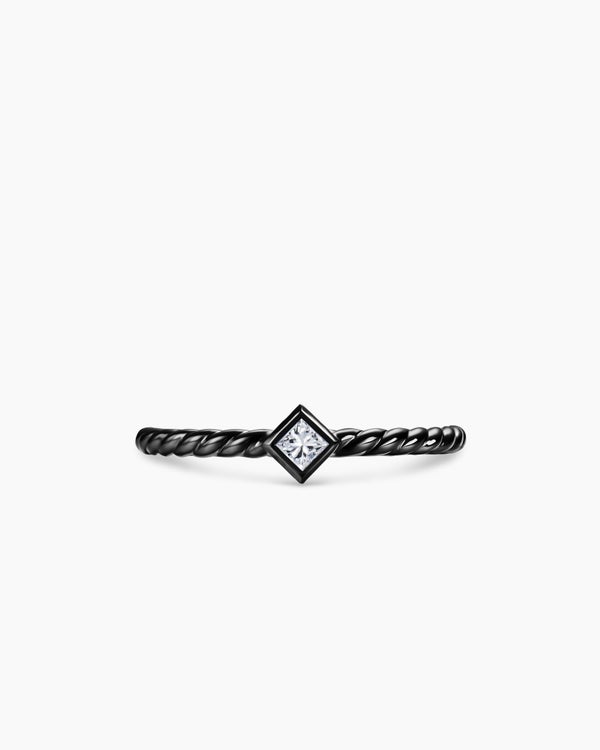Cable Stack Ring in Black Titanium with Diamond, 4.9mm