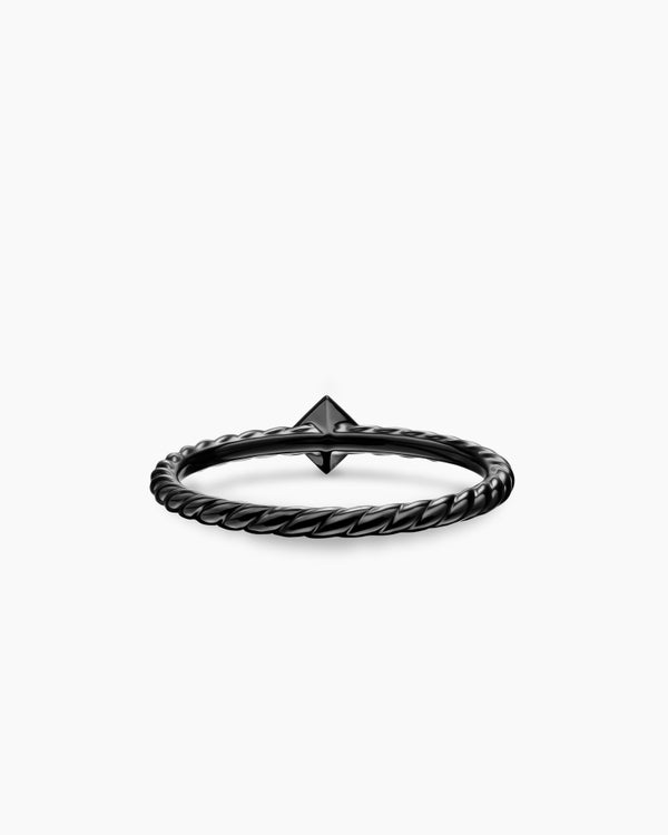 Cable Stack Ring in Black Titanium with Diamond, 4.9mm
