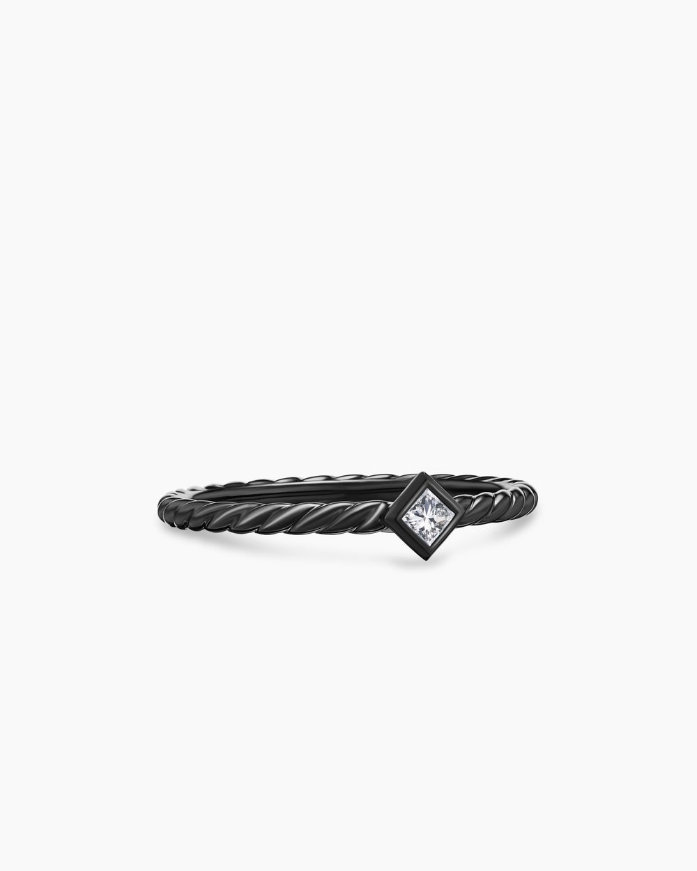 Womens Cable Stack Ring in Black Titanium with Diamond, 1.7mm