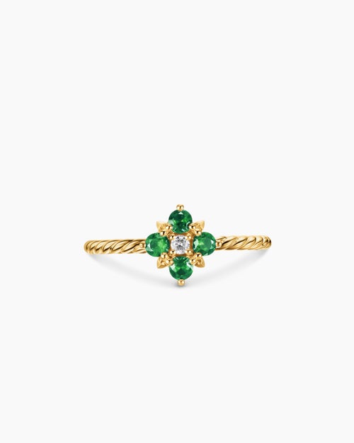 Womens Petite Modern Renaissance Color Ring in 18K Yellow Gold with Diamond, 8.7mm