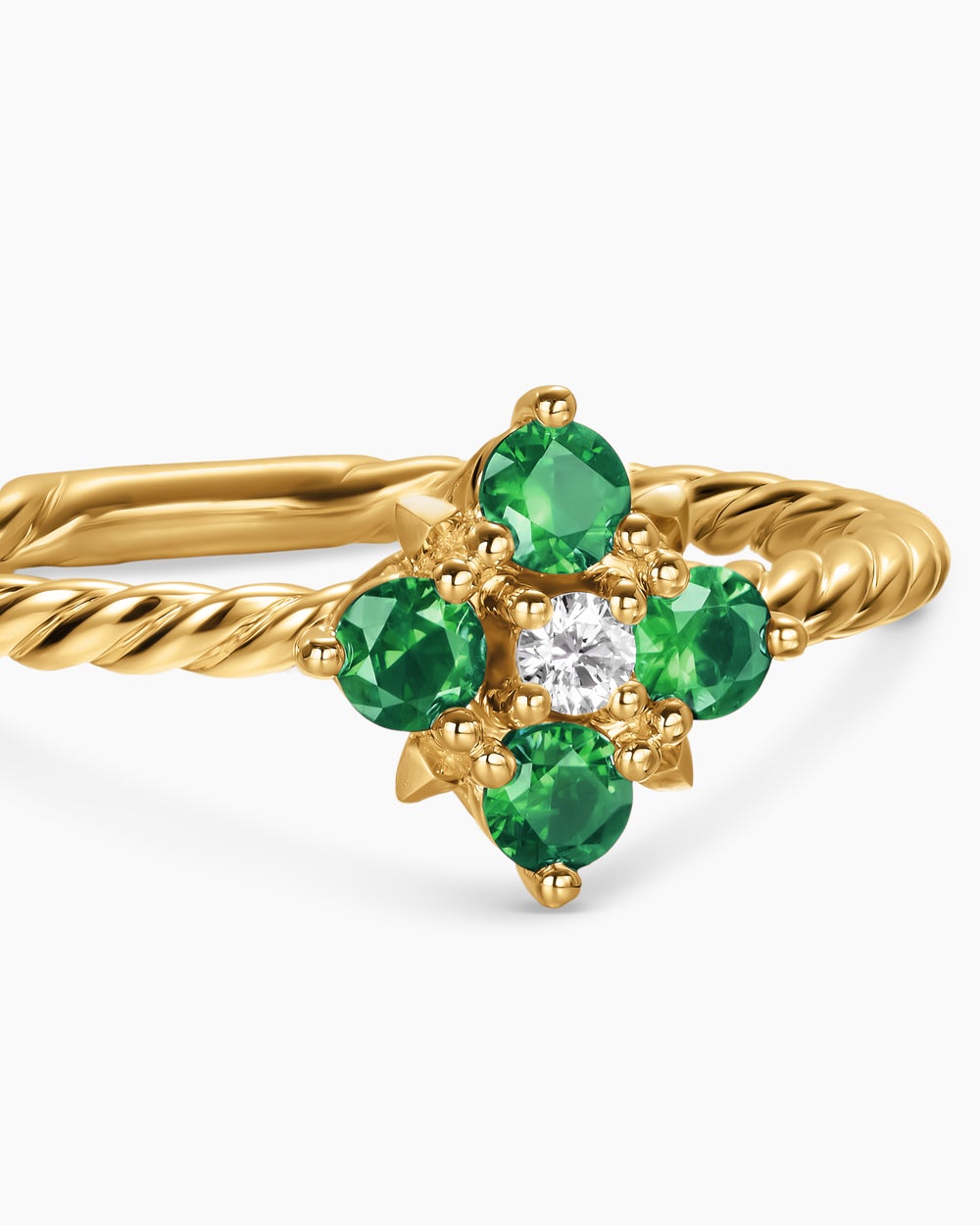 Womens Petite Modern Renaissance Color Ring in 18K Yellow Gold with Diamond, 8.7mm