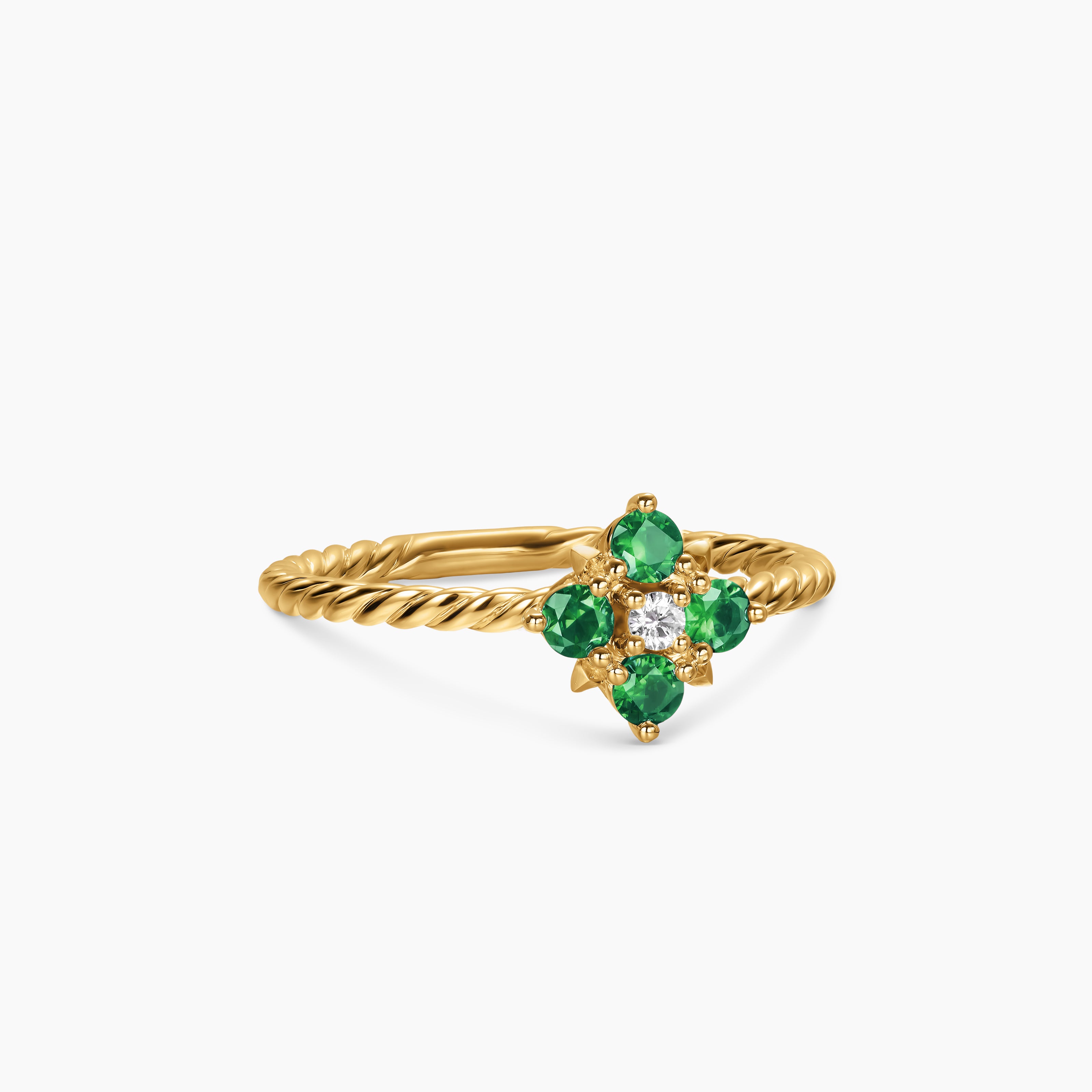 Womens Petite Modern Renaissance Color Ring in 18K Yellow Gold with Diamond, 8.7mm