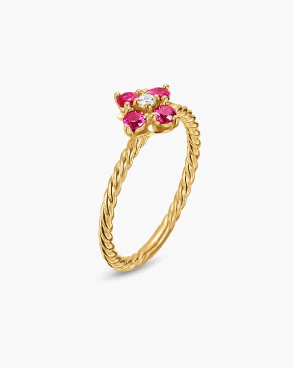 Petite Modern Renaissance Color Ring in 18K Yellow Gold with Diamond, 8.7mm