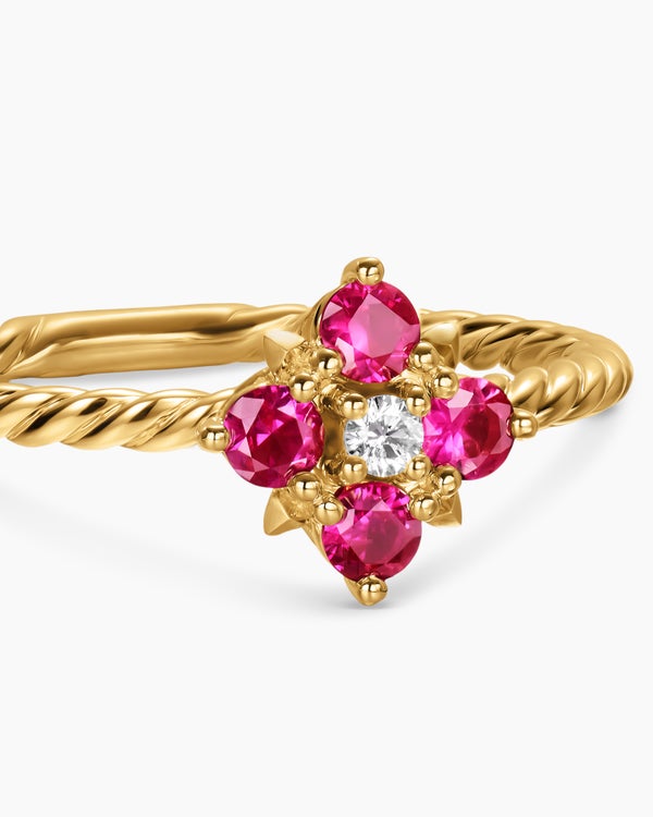 Petite Modern Renaissance Color Ring in 18K Yellow Gold with Diamond, 8.7mm