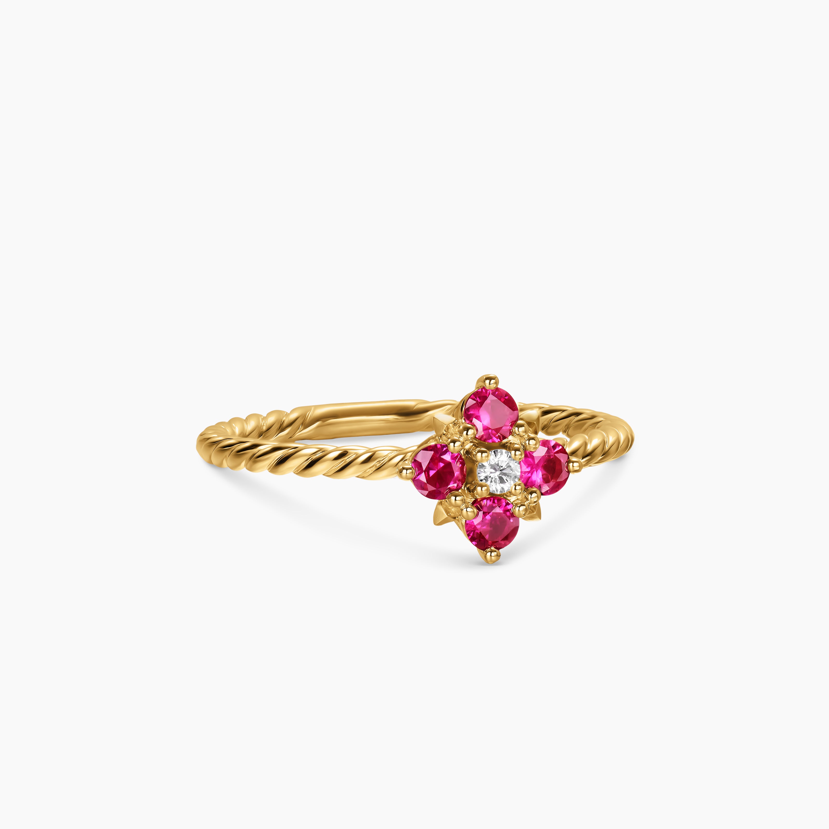 Womens Petite Modern Renaissance Color Ring in 18K Yellow Gold with Diamond, 8.7mm