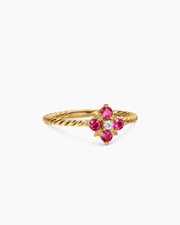 Petite Modern Renaissance Color Ring in 18K Yellow Gold with Diamond, 8.7mm