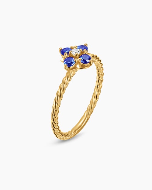 Womens Petite Modern Renaissance® Color Ring in 18K Yellow Gold with Sapphires and Diamond, 8.7mm