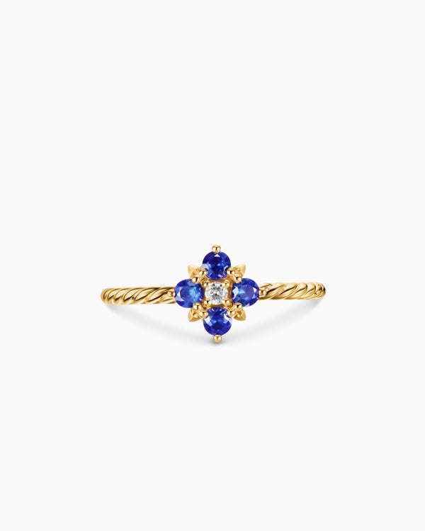 Petite Modern Renaissance Color Ring in 18K Yellow Gold with Diamond, 8.7mm