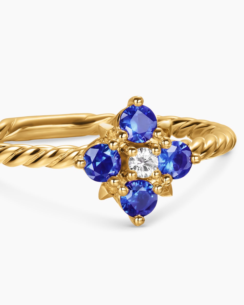 Womens Petite Modern Renaissance Color Ring in 18K Yellow Gold with Diamond, 8.7mm