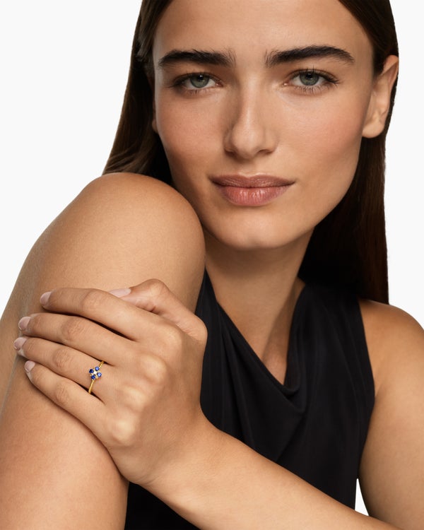 Petite Modern Renaissance Color Ring in 18K Yellow Gold with Diamond, 8.7mm