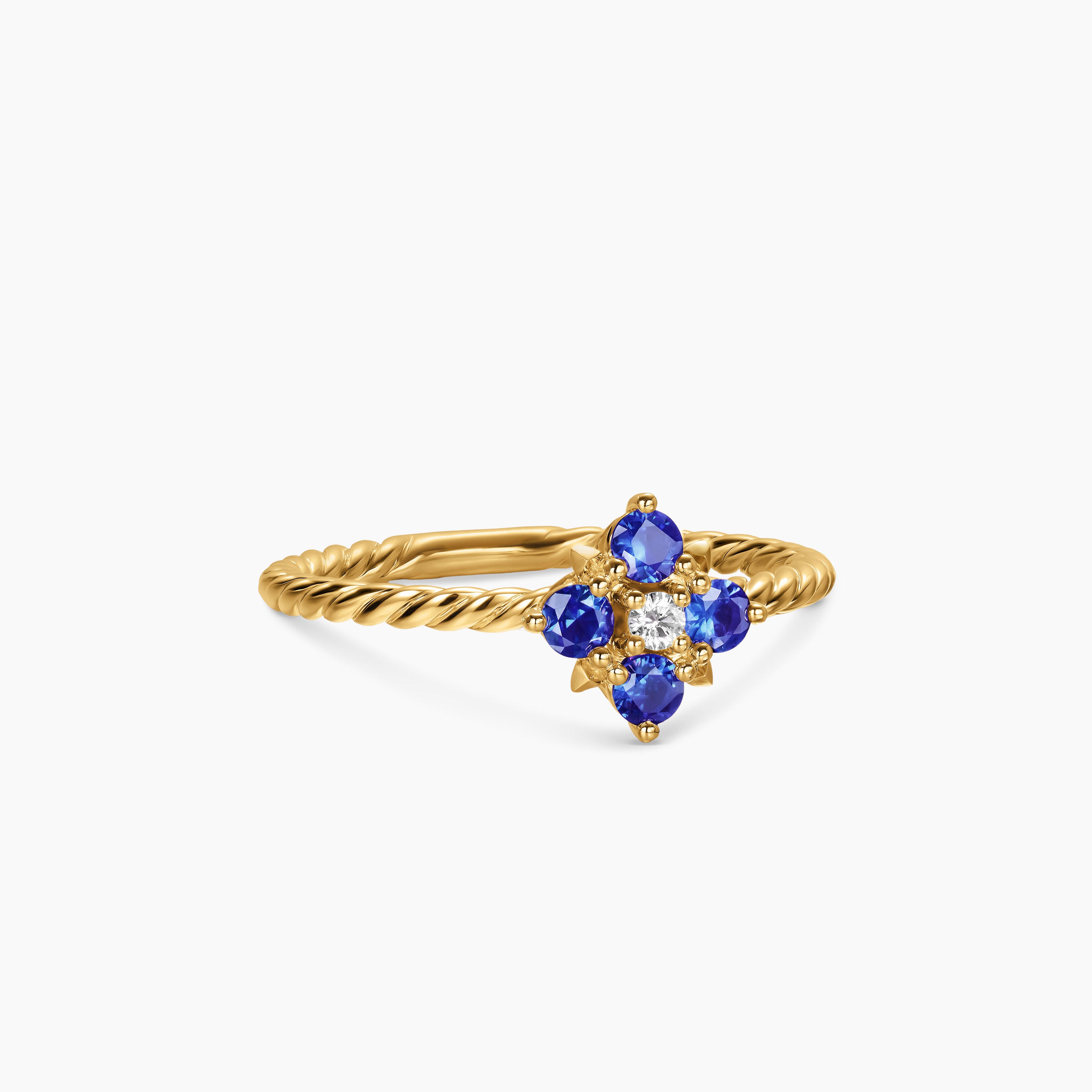 Womens Petite Modern Renaissance Color Ring in 18K Yellow Gold with Diamond, 8.7mm