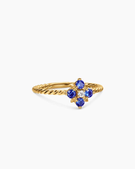 Bague couleur Modern Renaissance® de petite taille en or jaune 18 carats avec saphirs et diamants, 8,7 mm